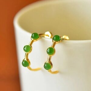 S925 silver jade earrings